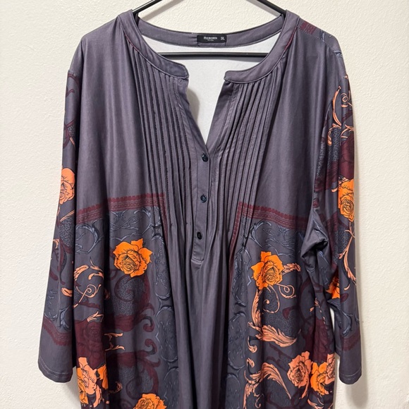 Reborn Top Women’s Plus Size 3XL Garden core Flowy Garden‎ Core Stretch Blouse - Picture 3 of 11